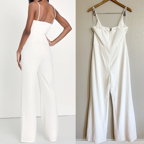 NWOT Cheers to Chic Ivory Sleeveless Wide-Leg Jumpsuit - Picture 3 of 7